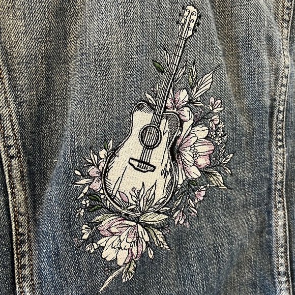 American Eagle Outfitters Jackets & Blazers - Custom Embroidered Guitar and Floral American Eagle Jean Jacket